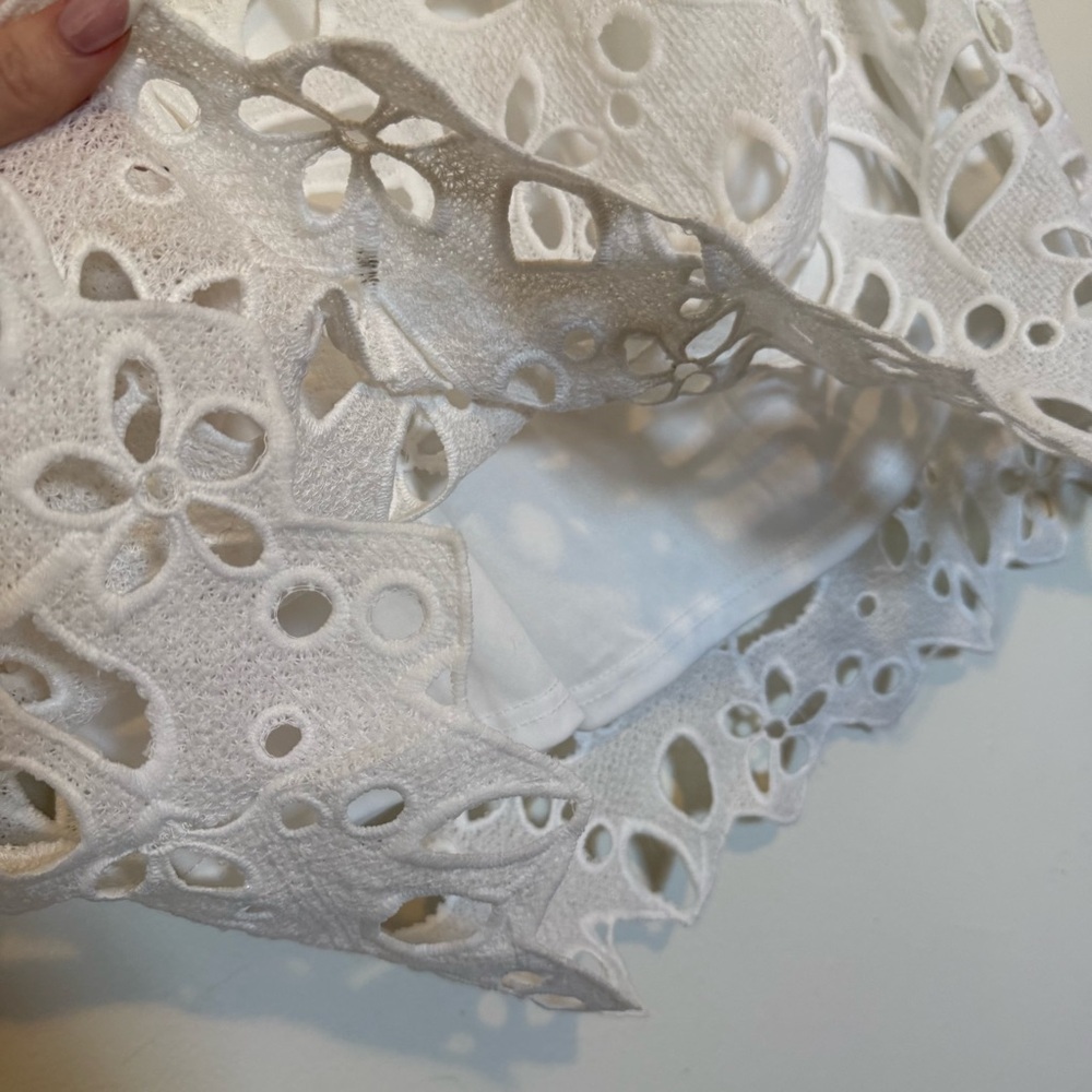 White Eyelet Midi Dress with Scalloped Edges - Picture 5 of 8